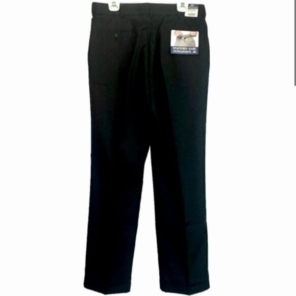 Stafford Ease Men’s Vintage Pleated Black Dress Pants Poly/Wool Blend Size 36/34 - Picture 2 of 9